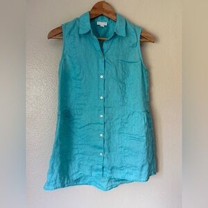 J. JILL Sleeveless Turquoise Button-Up Top